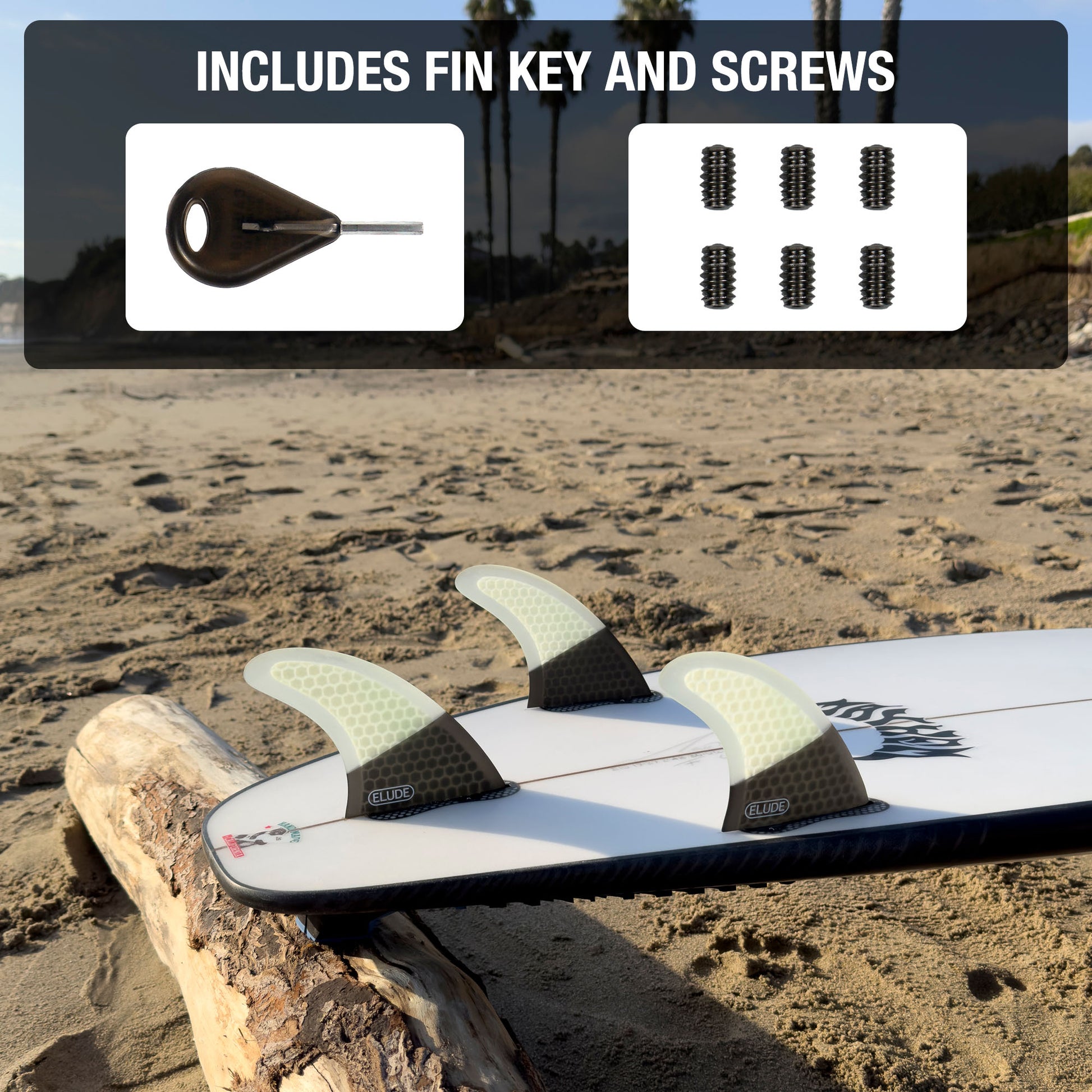 Hexcore thruster surfboard fin key and screws