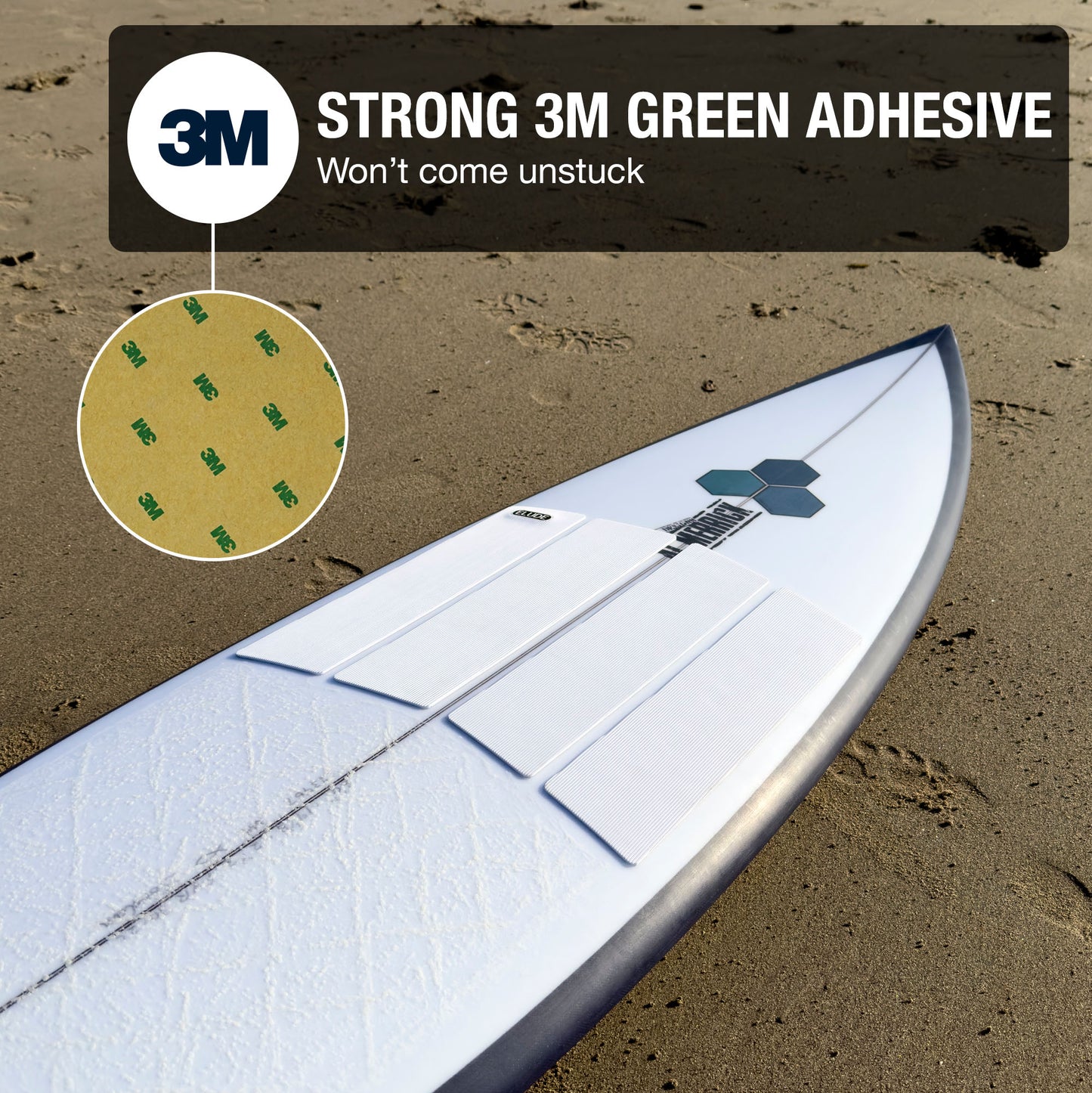 Surfboard front traction pad 3m green adhesive