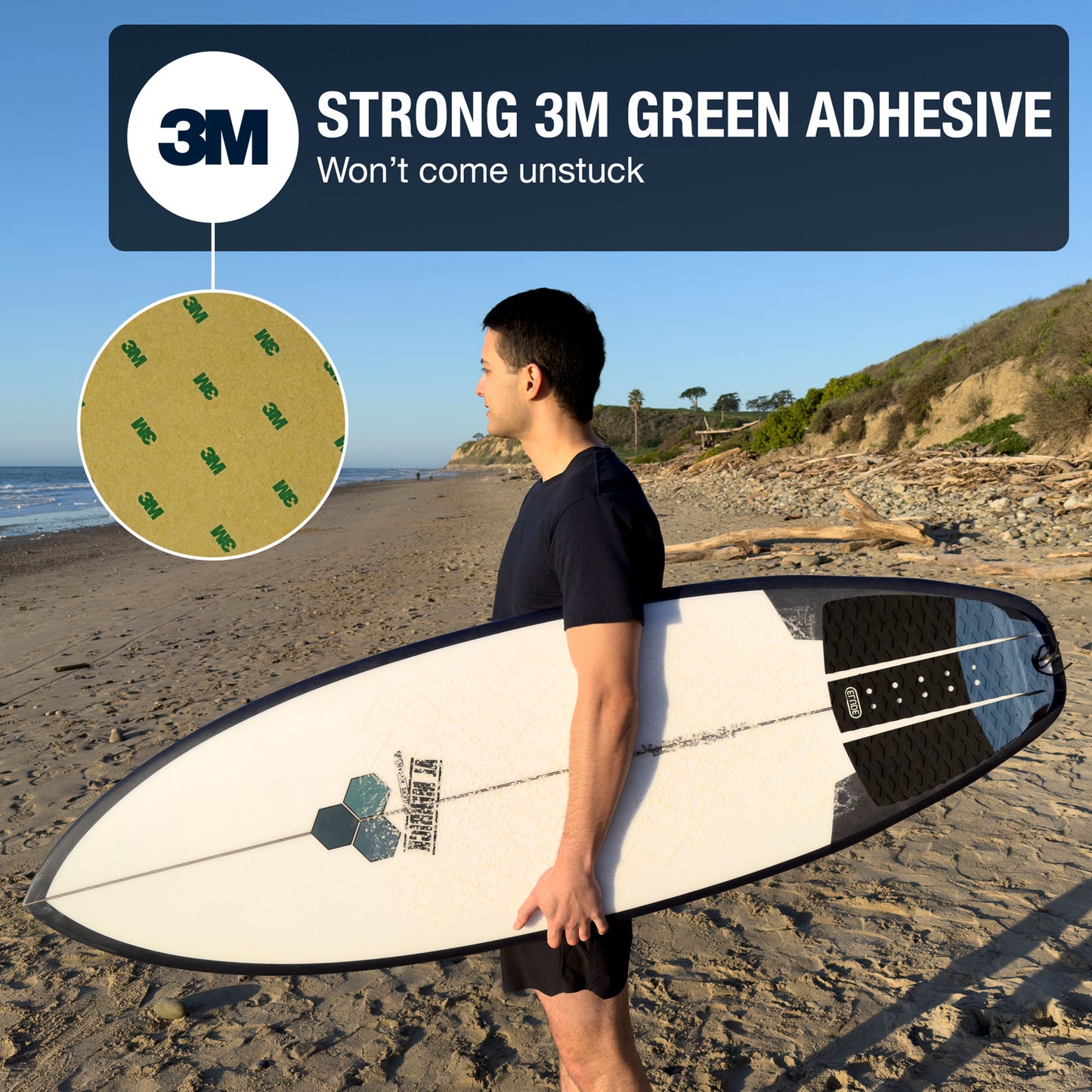Surfboard traction pad 3m green adhesive