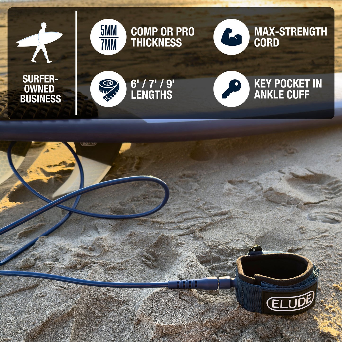 Surfboard leash features