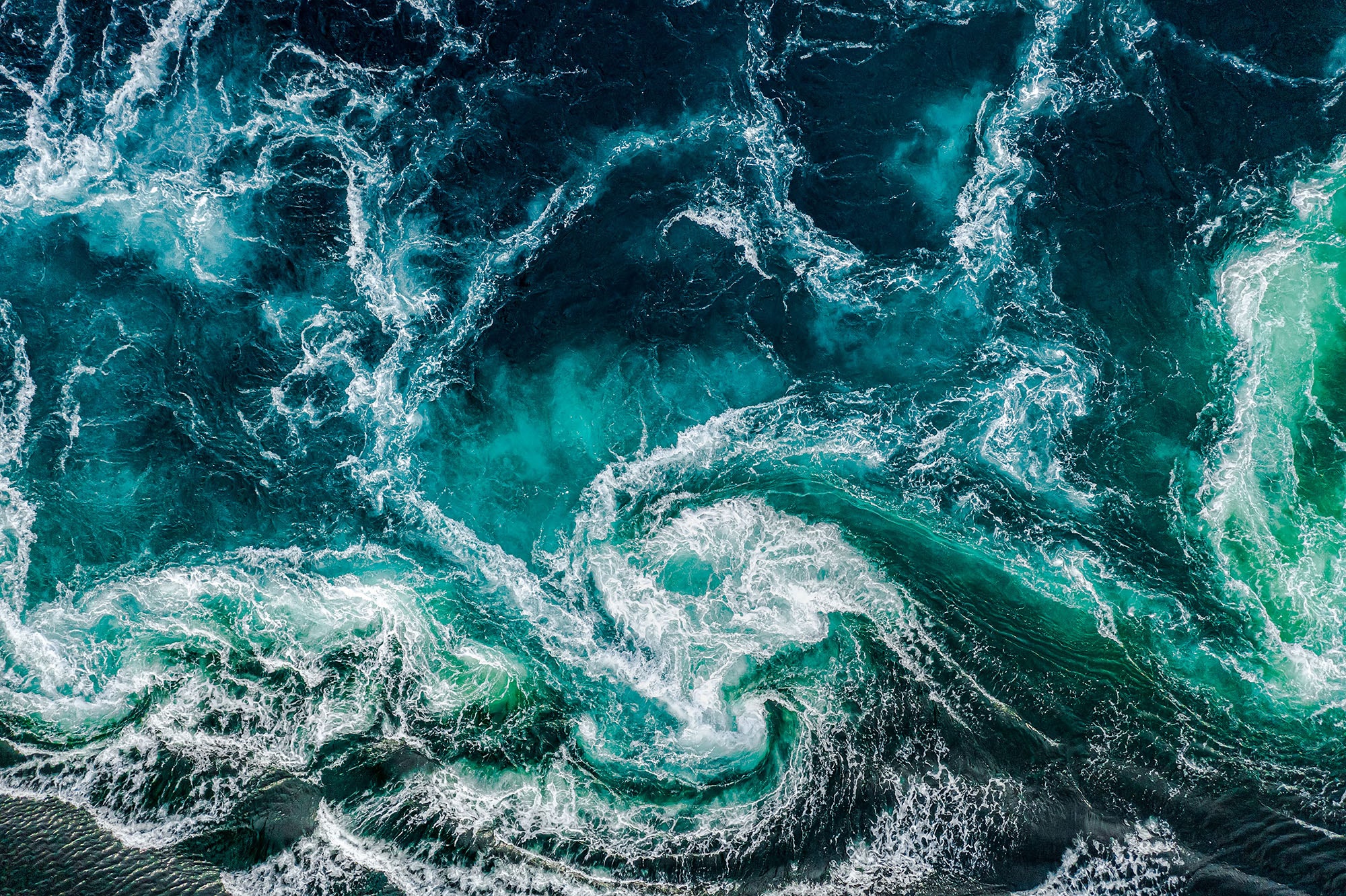 Blue and green ocean swirls