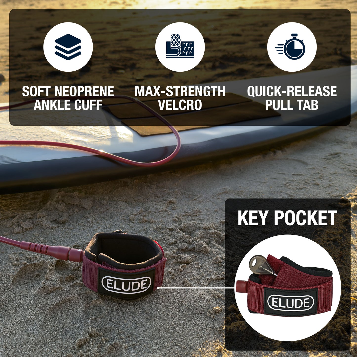 Surfboard leash cuff