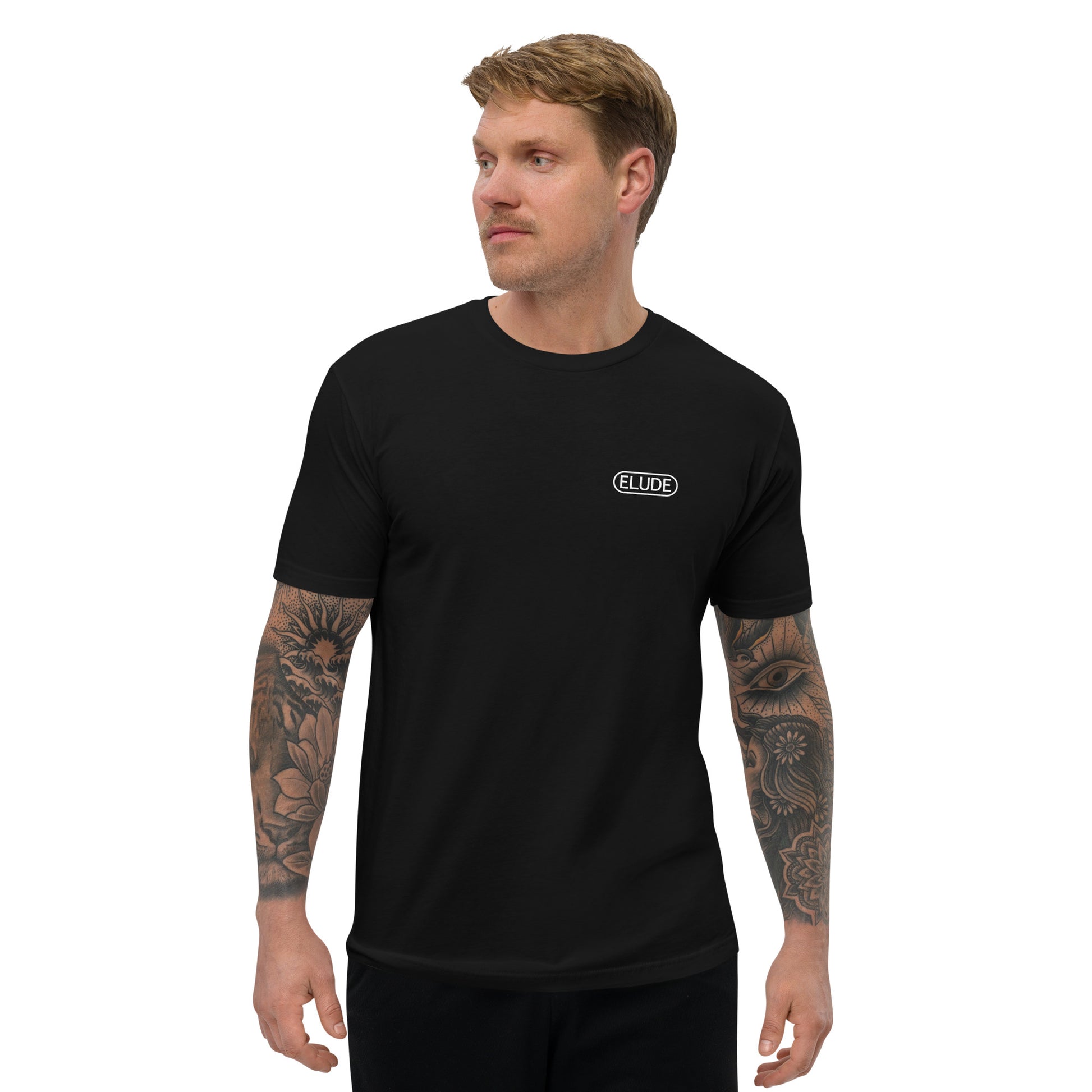 Person wearing short sleeve t-shirt front view